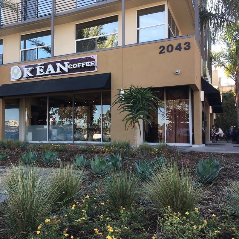 Kean Coffee Newport Photo with green plants in front