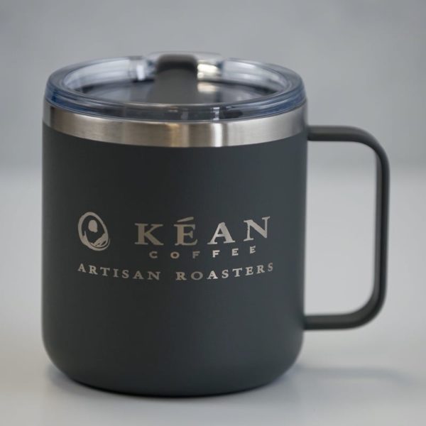 Grey Nexus Steel Camper Mug with Kéan Coffee Logo