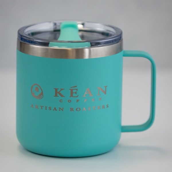 Mint Colored Nexus Steel Camper Mug with Kéan Coffee Logo