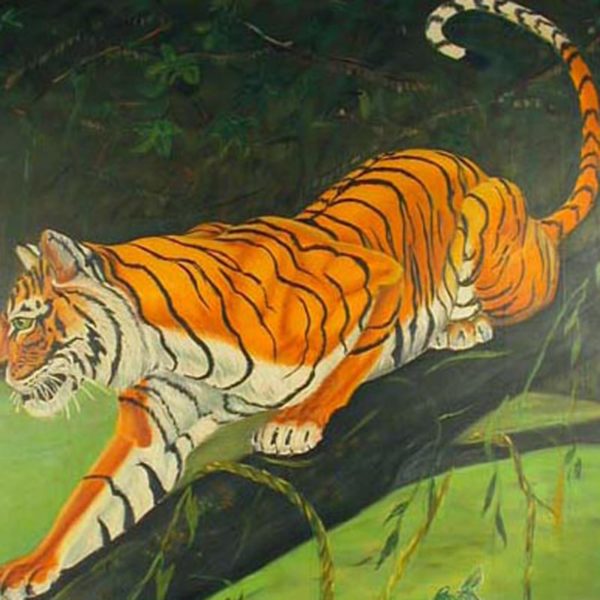 Painting of a tiger in a tree